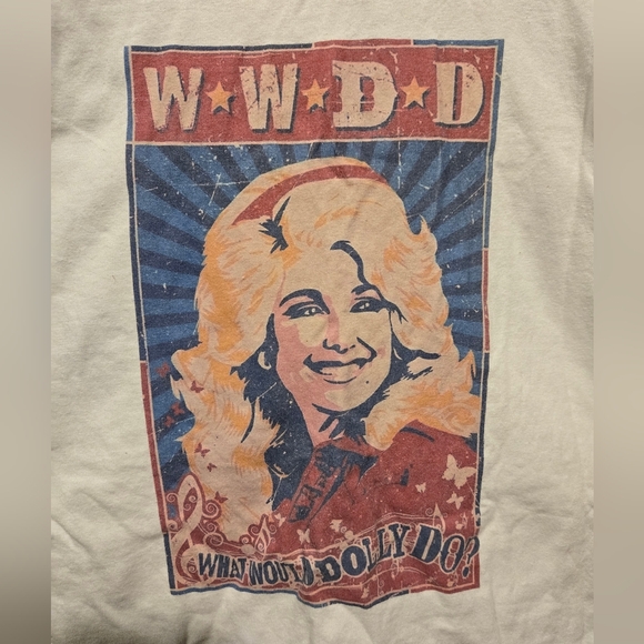 EUC Unisex White Gildan Graphic What Would Dolly Do Tee Shirt Size Youth Small - Picture 2 of 8